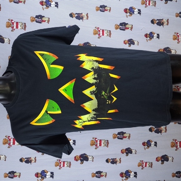 Fruit of the Loom Other - Jack-o-lantern big graphic black & green LG Halloween goth horror t-shirt